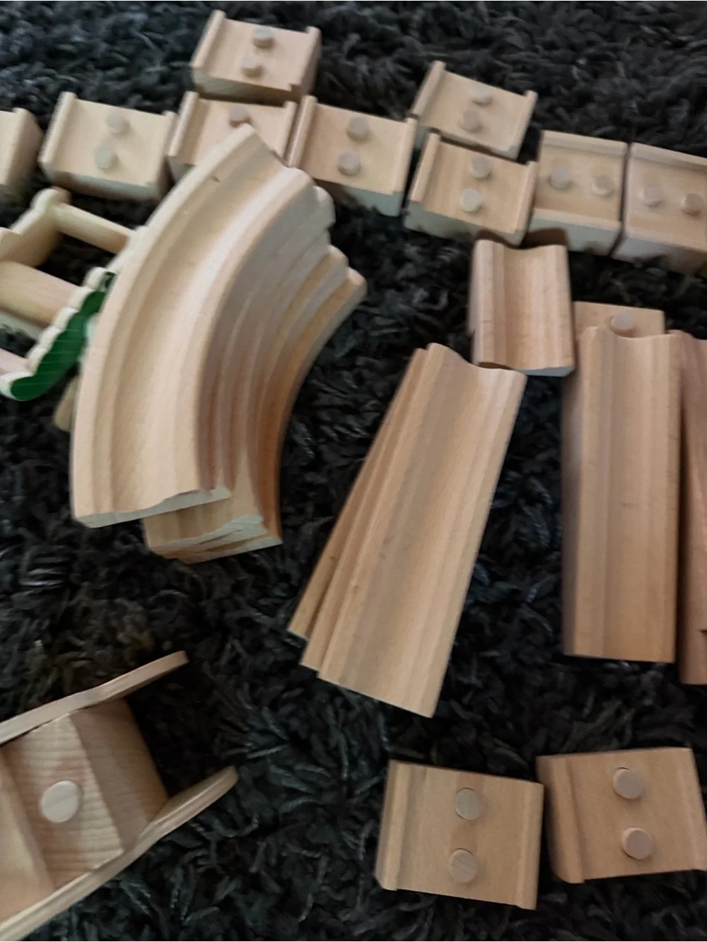 Wooden Train Track and Animal Block Playset - Natural Wood & Multicolor